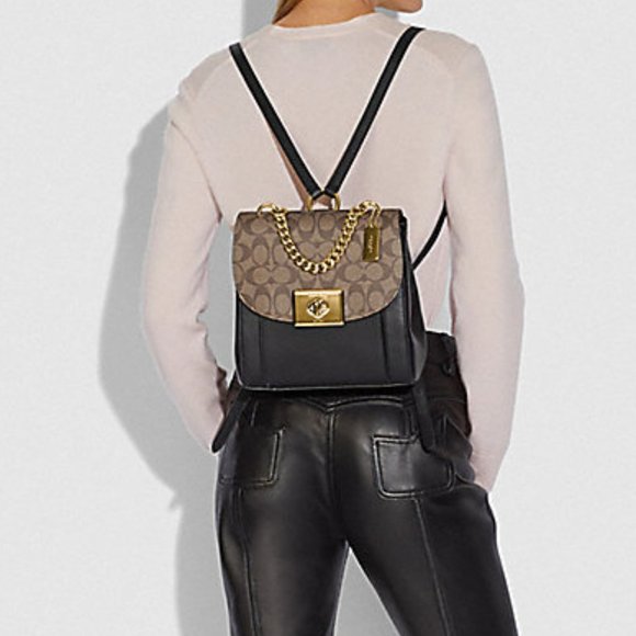 COACH NWT Cassidy Backpack in Signature Coated Canvas & Leather - Picture 2 of 4